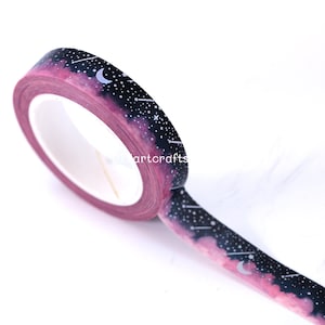 Night sky moon star washi-tape, vallende ster zilverfolie washi-tape, night cloud decoratieve washi-tapes voor papierkunst, scrapbooking