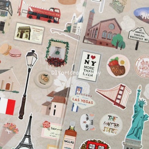 Autocollant de voyage, autocollants de voyage en France, autocollants de voyage aux États-Unis, autocollants de voyage du monde, autocollants de scrapbooking, autocollants pour fabrication de cartes