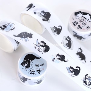 200 pcs cute cat stickers washi tape roll, cartoon cat die cut stickers washi tape, Kawaii cat washi tape rolls for scrapbooking