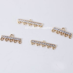 4 pcs lot high quality 18k gold plated brass bars connectors with multi holes charms, bar connectors for DIY jewelry, earrings findings