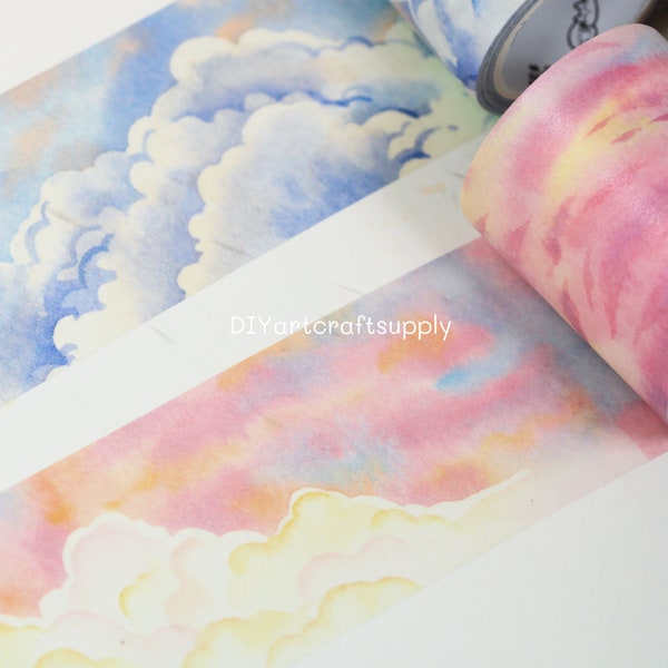 Fantasy Sky cloud washi tape, water color sky decorative washi tape for DIY art and scrapbook project, sticker art supply 5cm x 5m roll