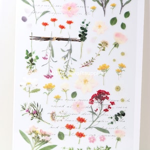 Bloemstickervel, botanische bloemstickers, poëziebloemsticker, kawaiisticker, schattige decoratieve wilde bloemenstickers