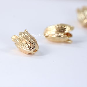 4 pcs lot high quality 24k gold plated bell flower cap charms for DIY jewelry making, bell pendant charms