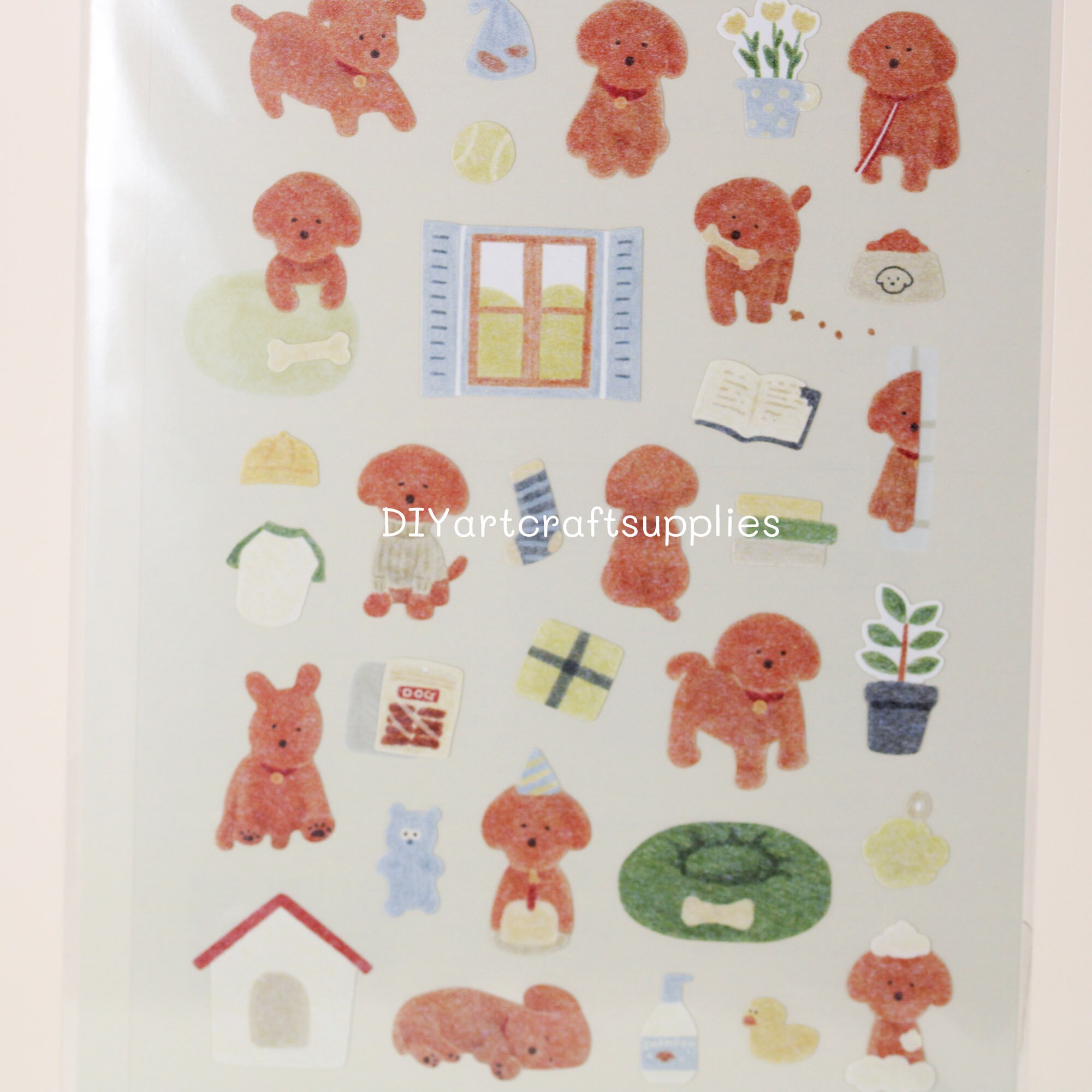 Cute Puppy Sticker Sheet, Poodle Stickers, Cute Dog Stickers, Kawaii ...