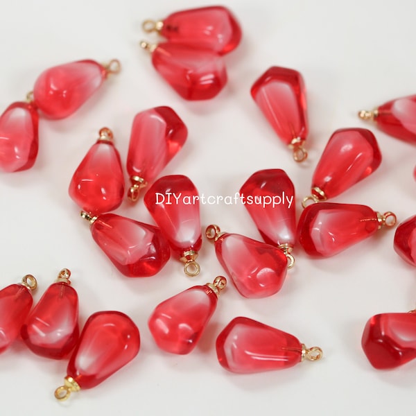 8 pcs lot pomegranate arils resin charm beads for DIY jewelry making, cute resin fruit charms for children earrings making