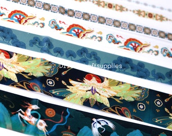 8 Stück asiatische Muster Washi Tapes, lebendige Farbe altes asiatisches Muster dekorative Washi Tapes, asiatische Mädchen Washi Tapes, Fächer Washi Tape