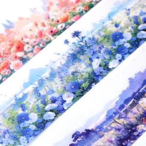 Rollo de cinta washi de campo de flores, rollo de cinta washi de flores silvestres, rollo de cinta washi decorativa de flores de colores para álbumes de recortes, fabricación de tarjetas, marcos
