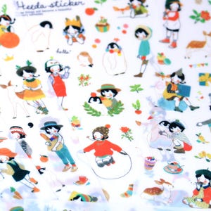 6 kleine Mädchen Aufkleber, Mädchen Aufkleber, Mädchen Aufkleber, Mädchen Aufkleber, Mädchen Sticker für Scrapbooking, Journal oder Scrapbook