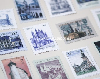 46 pcs travel landmark stamps stickers for scrapbooking, world travel stamp stickers,  scrapbooking ephemera