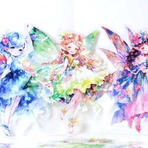 5 pcs fairy stickers, fantasy fairy stickers, holographic foil stickers, gilding stickers, elf fairy in the forest PVC stickers