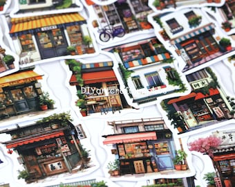 50 pcs PVC waterproof Japanese stores stickers, scrapbook journal Japanese convenience store stickers, Kawaii decorative stickers