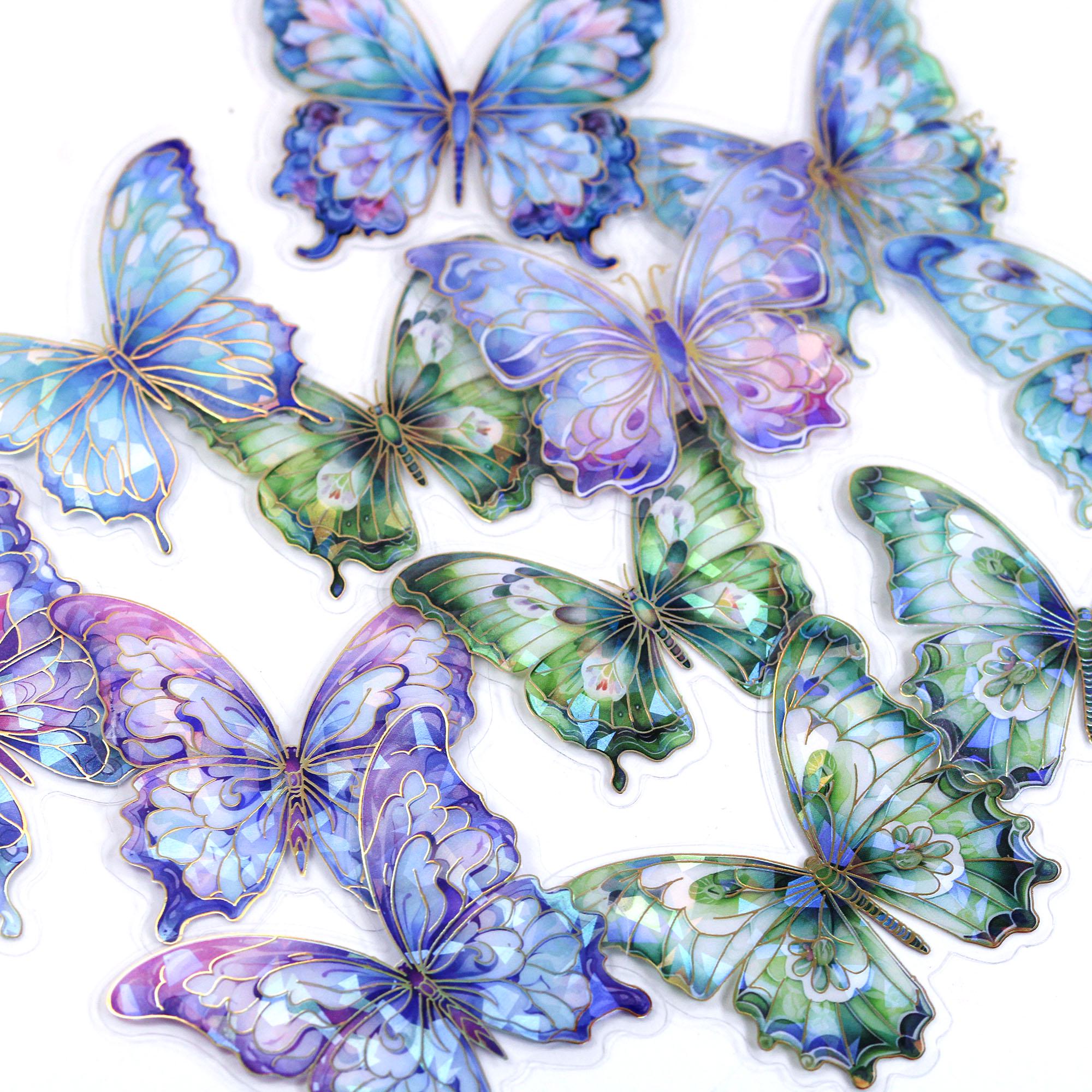 80 Pcs Holographic Glitter Butterfly Stickers - Transparent Waterproof Decals For Scrapbooking, Phones, Laptops, Journals - View #6