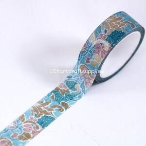 Rollo de cinta washi con estampado floral de lámina dorada, cinta washi con patrón decorativo japonés para álbumes de recortes, arte en papel, decoración de marcos