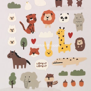Mooi stickervel dieren, stickers schattige dieren, stickers wilde dieren, kawaiistickers, plakboekstickers voor kinderen