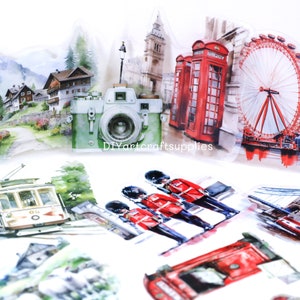 30 stuks stickers voor reisoriëntatiepunten, reisstickers Londen, reisstickers Zürich, stickers bezienswaardigheden en voorwerpen Londen, landschapsstickers