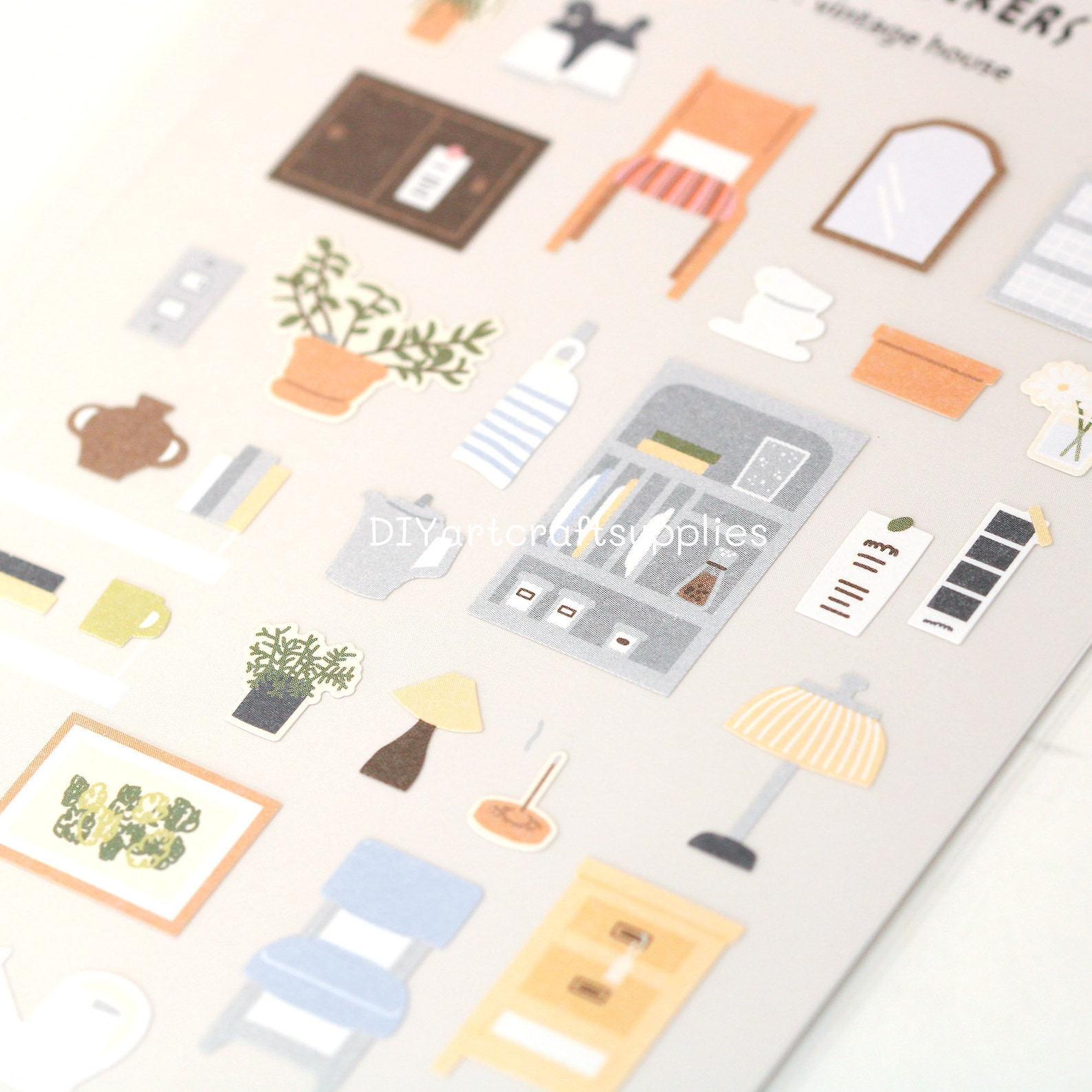 Vintage House Sticker Sheet, Furniture Stickers, Cute House Stickers ...