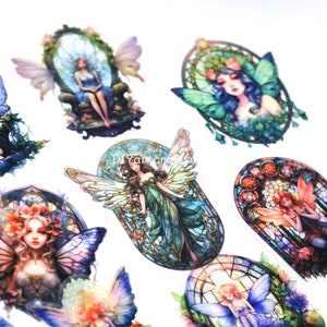 30 pcs fairy stickers, elf fairy stickers, fairy on window stickers, music fairy stickers, art decor stickers for scrapbooking, card making