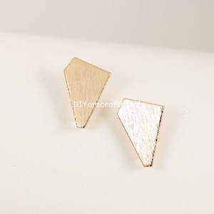 4 pcs lot triangle stud earrings 24k gold plate brass stud earrings findings, brush triangle studs earrings