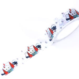Christmas house washi tape roll, snowy Christmas town forest washi tape, holiday decorative washi tapes for gift wrapping, card making