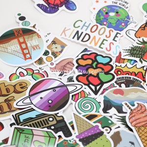 200 pcs daily object PVC decorative stickers, travel stickers, cartoon illustration stickers, scrapbook, journal diary note stickers