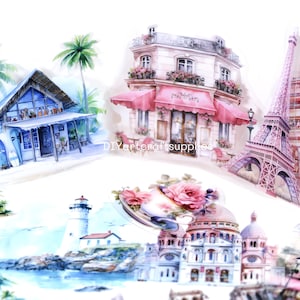 30 autocollants de monuments de voyage, autocollants de monuments de voyage à Paris, autocollants de voyage aux Maldives, autocollants de paysages