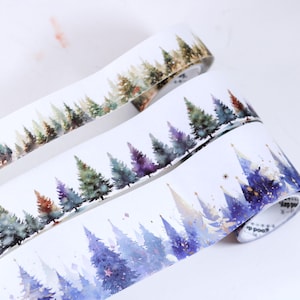 3 pcs set Christmas tree washi tape rolls, water color Christmas tree washi tapes, Holidays gift wrapped decorative washi tapes