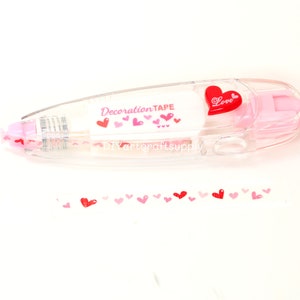 Süßer Washi Tape Stift mit Mini Cartoon Muster Dekoration, dekoratives Korrekturband süßes mini Washi Tape Stift 6 mm x 4 m Hearts