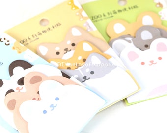 Lindos blocs de notas adhesivas de animales, blocs de notas adhesivas de conejos, blocs de notas adhesivas de osos, blocs de notas adhesivas de pandas, papelería kawaii, suministros de papel