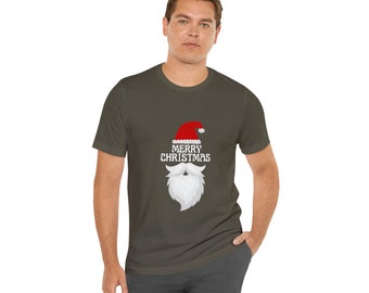 Festive Cheer: Santa Hat and Beard T-Shirt.Unisex Jersey Short Sleeve Tee