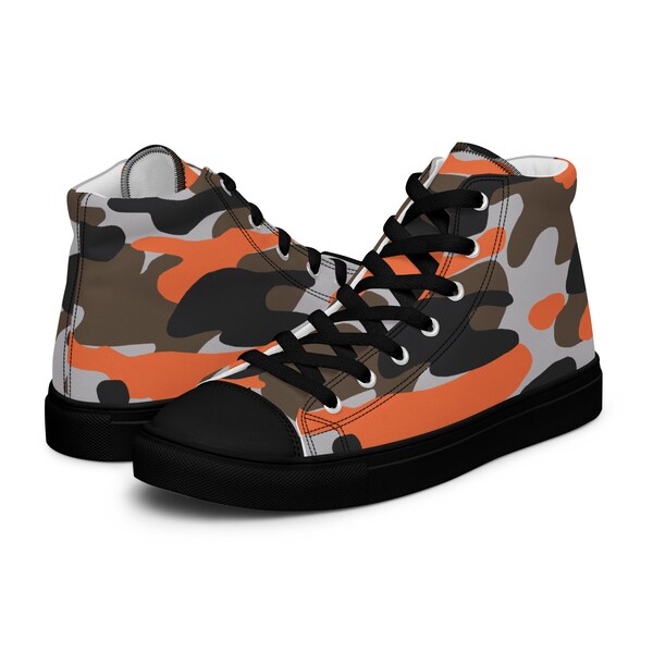 Floral Orange Tribe - Men’s high top canvas shoes