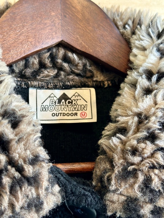 Vintage Black Mountain Fuzzy Black Coat Jacket Le… - image 2