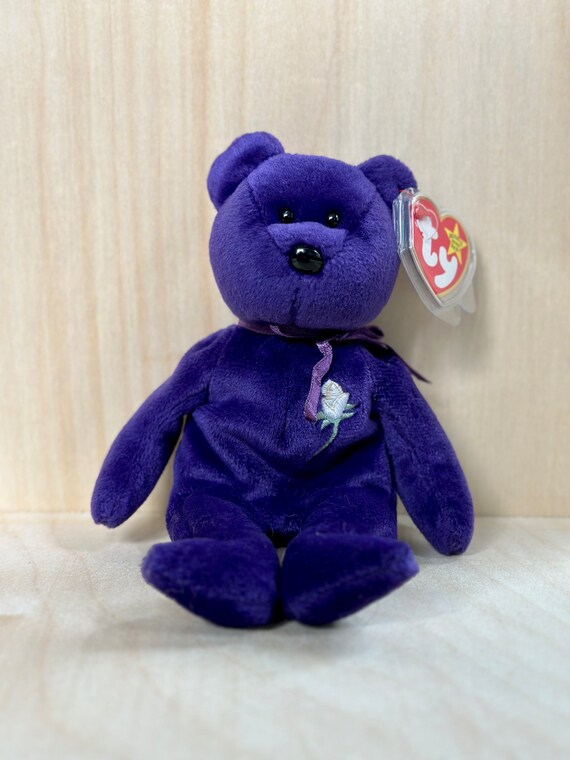 Vintage princess TY Beanie Baby Purple Bear Original Princess