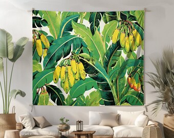 Summer Tropical Wall Tapestry Plantain Leaf Wall Art Tropical Jungle Wall Hanging Nature Lover Green Tapestry Home Decor Bedroom Dorm Room