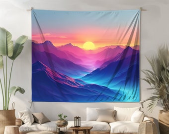 Pastel Mountain Wall Tapestry Wilderness Wall Hanging Sunset Landscape Wall Art Aesthetic Nature Lover Gift Home Decor Bedroom Dorm Room