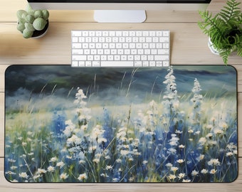Vintage Wildblumen Malerei Schreibtischmatte Cottagecore Matte Botanisches Mauspad Retro Schreibtischmatte Floral Mousepad Beige Schreibtischunterlage Natur Schreibtisch Dekor