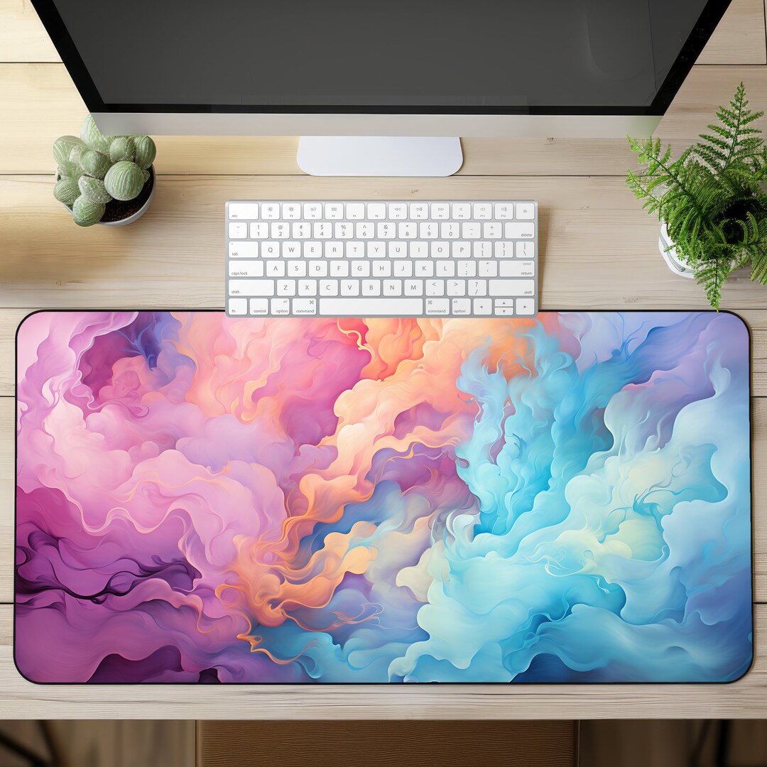 Pastel Clouds Desk Mat Misty Clouds Mousepad Abstract Mouse Pad Pastel ...