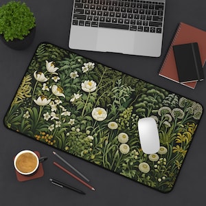 Wild Flowers Desk Mat, Floral & Botanical Mouse Pad, CottageCore Workspace Decor, Nature-Inspired Large Desk Mat