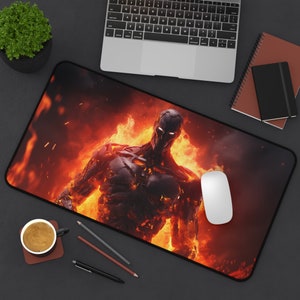 Dark Cyberpunk Desk Mat, Cyberpunk Desk Mat, Large Mouse Pad, Gaming Mousepad XL, Gamer Desk Setup, Gift for Him, Cyborg Desk Mat