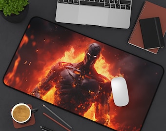 Tapis de bureau Dark Cyberpunk, Tapis de bureau Cyberpunk, Grand tapis de souris, Tapis de souris de jeu XL, Configuration du bureau du joueur, Cadeau pour lui, Tapis de bureau Cyborg