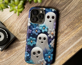 Cute Ghosts Floral Phone Case Halloween Phone Case Spooky Season iPhone | Pixel | Samsung