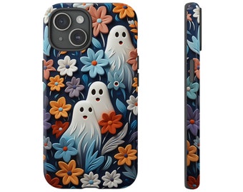 Cute Ghosts Floral Phone Case Halloween Phone Case Spooky Season iPhone | Pixel | Samsung