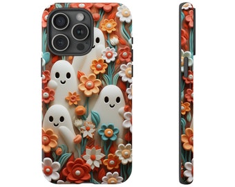 Cute Ghosts Floral Phone Case Halloween Phone Case Spooky Season iPhone | Pixel | Samsung