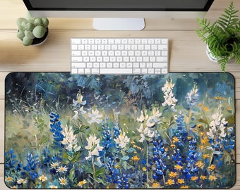 Vintage Wildblumen Malerei Schreibtischmatte Cottagecore Matte Botanisches Mauspad Retro Schreibtischmatte Floral Mousepad Beige Schreibtischunterlage Natur Schreibtisch Dekor