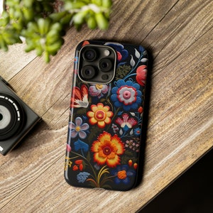 Floral Embroidery Phone Cover Colorful Flowers Phone Case Botanical Phone Case iPhone Pixel Samsung