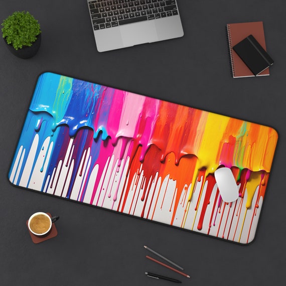 Dripping Paint Desk Mat Cloroful Mousepad Artistic Desk Mat Abstract Art Gaming Mouse Pad Unique Modern Office Desk Decor Gift Big XXL