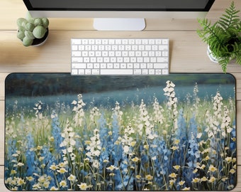 Vintage Wildblumen Malerei Schreibtischmatte Cottagecore Matte Botanisches Mauspad Retro Schreibtischmatte Floral Mousepad Beige Schreibtischunterlage Natur Schreibtisch Dekor