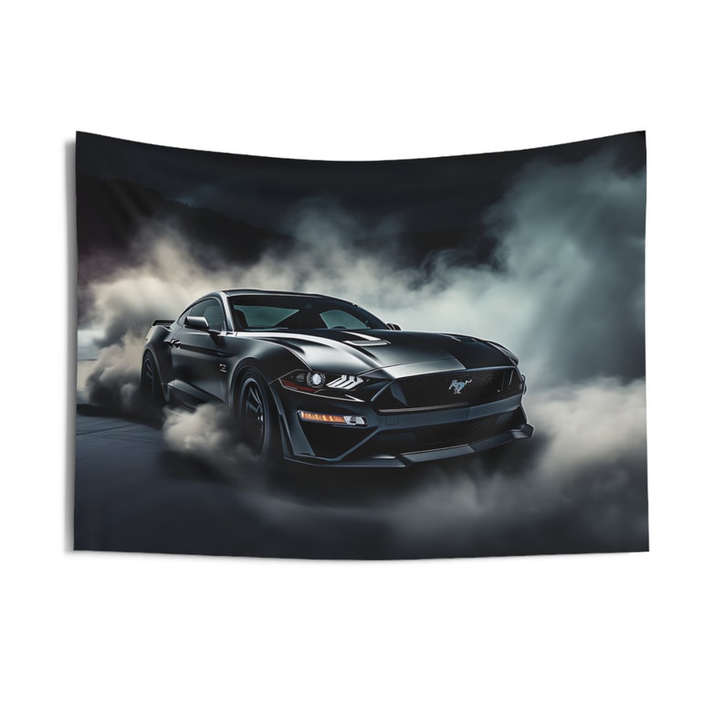Ford Mustang Wall Tapestry Muscle Car Smoke Wall Hanging Racing Car ...