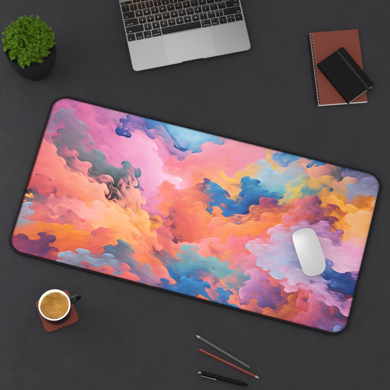 Pastel Clouds Desk Mat Misty Clouds Mousepad Abstract Mouse Pad Pastel ...