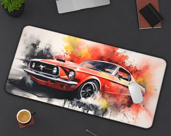 Classic Ford Mustang Desk Mat Vintage Car Mousepad Retro Car Desk Mat Muscle Car Mousepad Car Desk Pad Home Office Desk Decor Office Gift