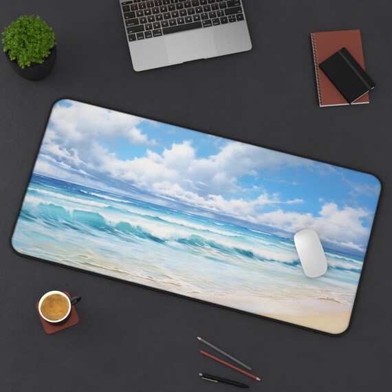 Tappetino Per Mouse XL Da Gioco Ocean Beach - 80x30 Cm Con Onde Marine, Antiscivolo, Superficie Liscia Per PC E Laptop